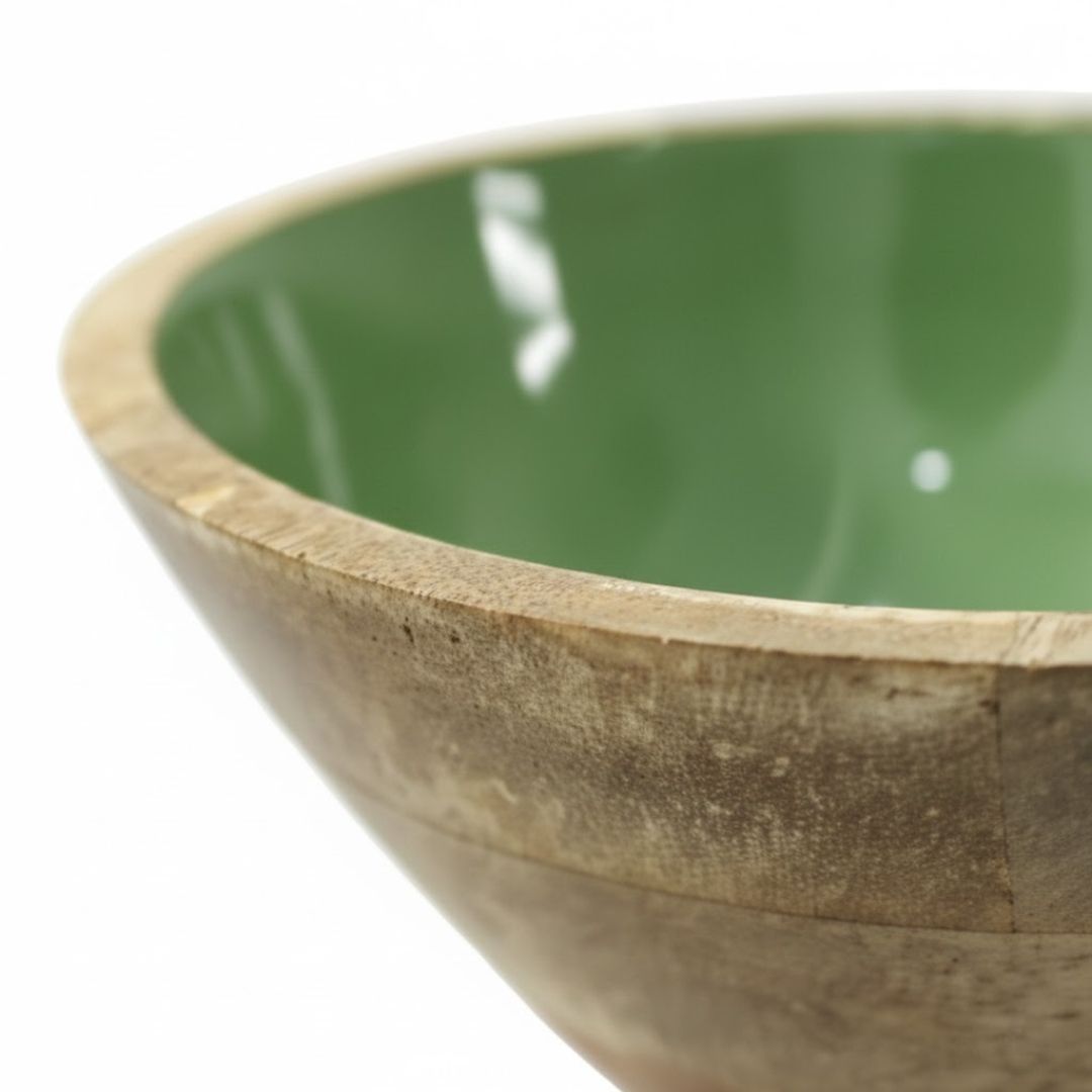 Enamel Floral Wooden Bowl for Stylish Dining